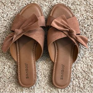 bow slip on sandals
